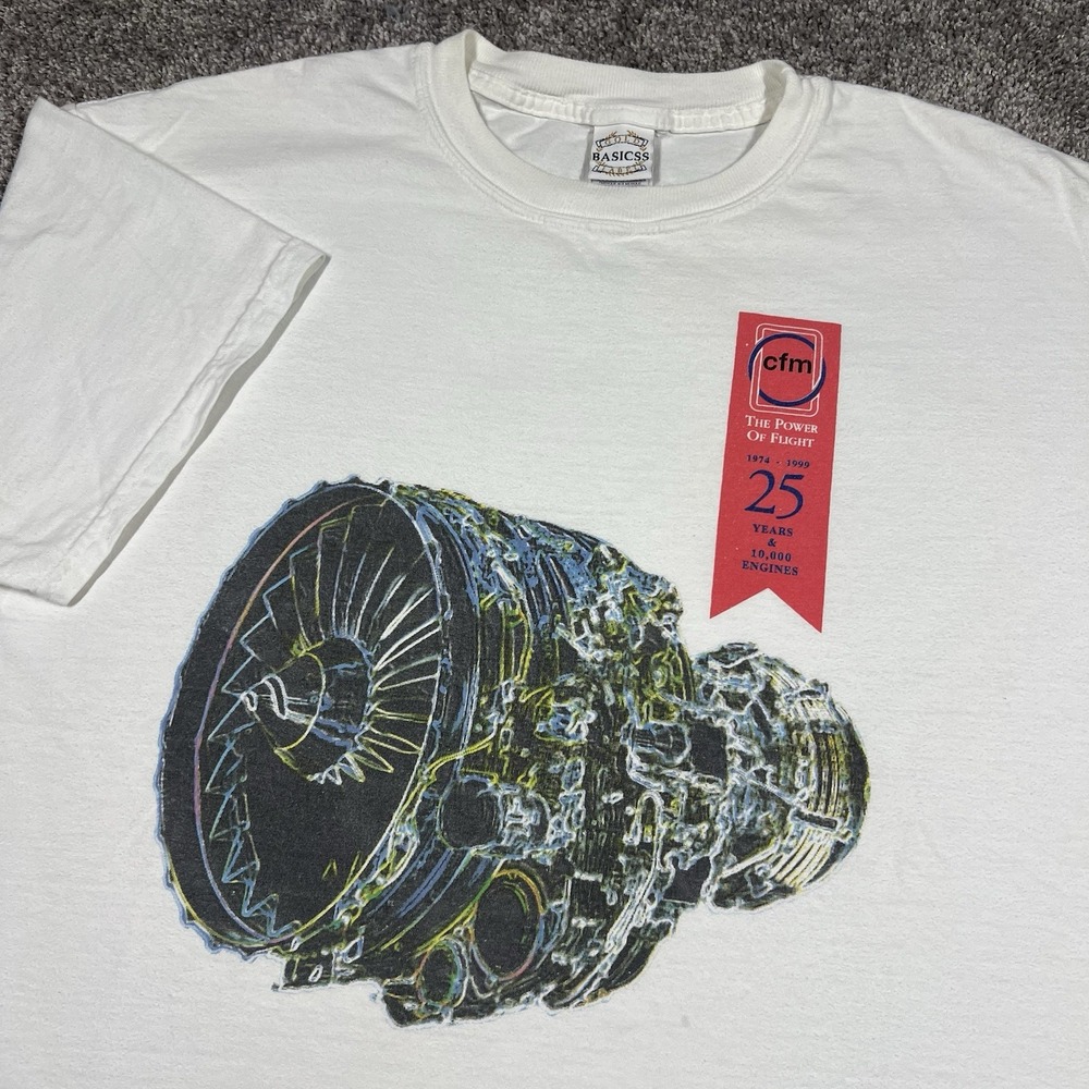 Vintage GE Aircraft Engines Promo T Shirt XL Obscure Psychedelic Neon Art Tech